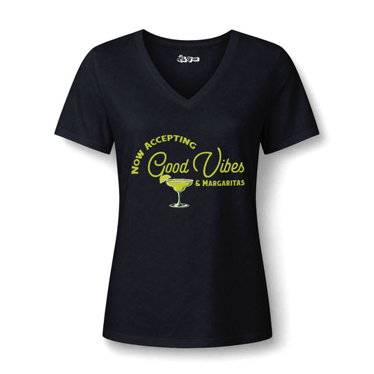 Now Accepting Good Vibes & Margaritas Women’s V-Neck Tee